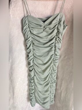 Forever 21 Sage Green Ruched Midi Skirt